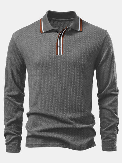 Jacob | Long Sleeve Twist Jacquard Polo Shirt