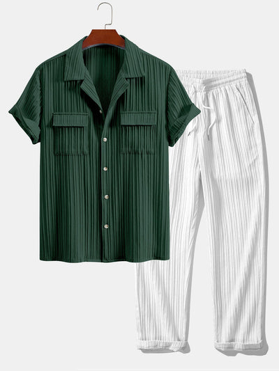 Jordan® | Textured Cuban Collar Pocket Shirt & Drawstring Textured Pants