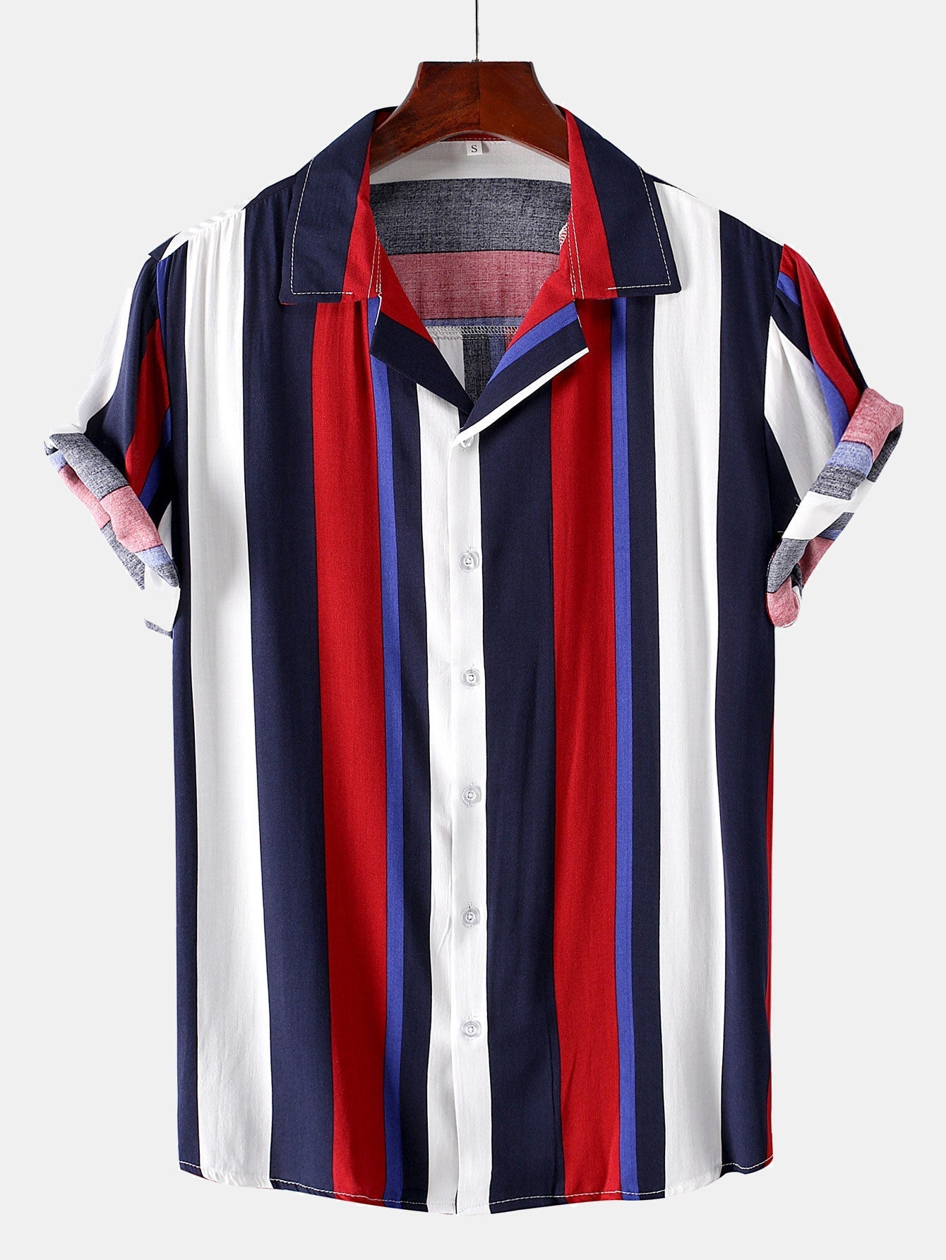 Arno® | Colorful Striped Print Revere Shirt