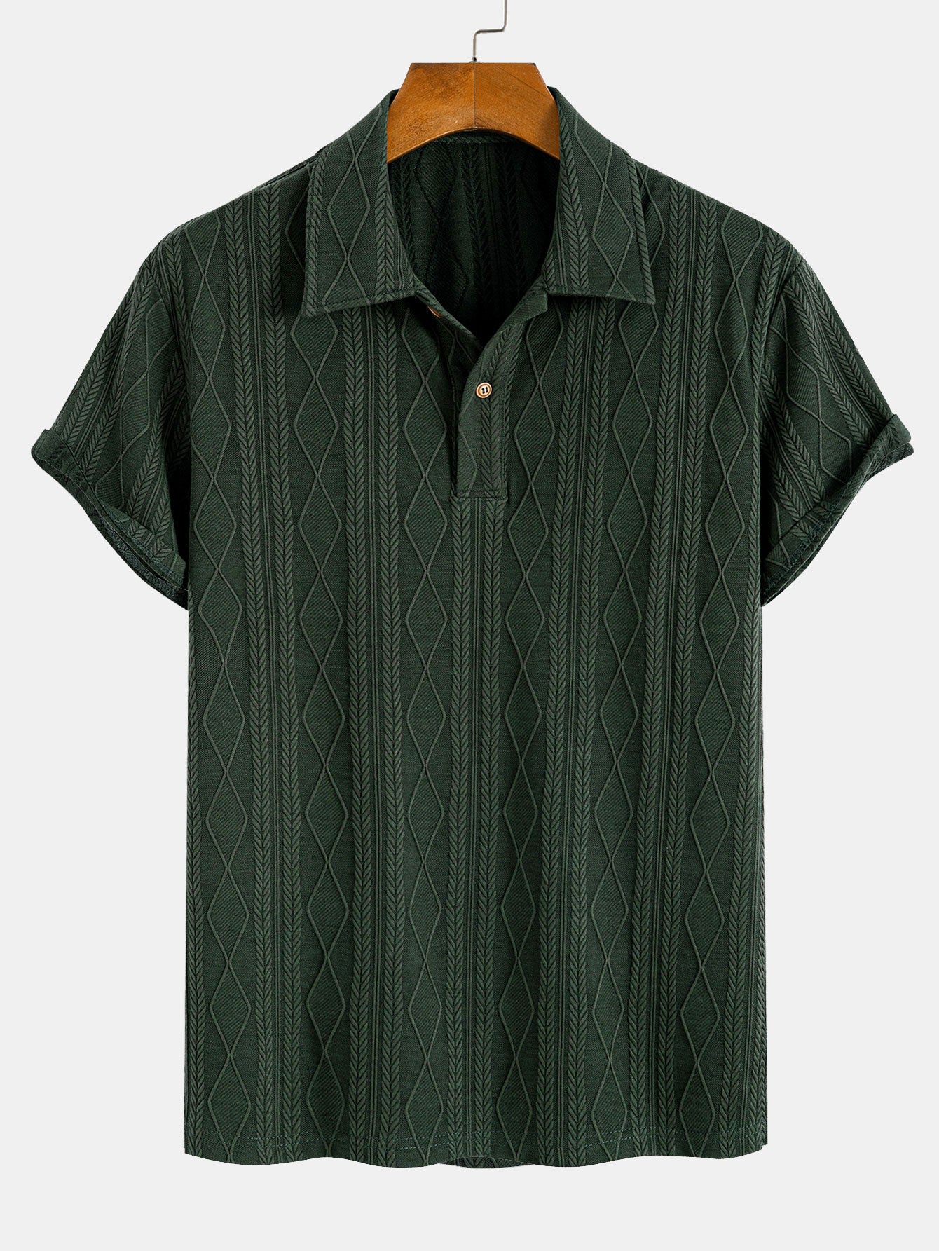 Yovani® | Knitted Geometric Rhombus Jacquard Polo