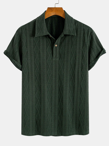 Yovani® | Knitted Geometric Rhombus Jacquard Polo