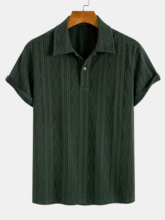 Yovani® | Knitted Geometric Rhombus Jacquard Polo