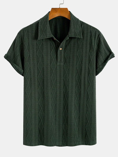 Yovani® | Knitted Geometric Rhombus Jacquard Polo