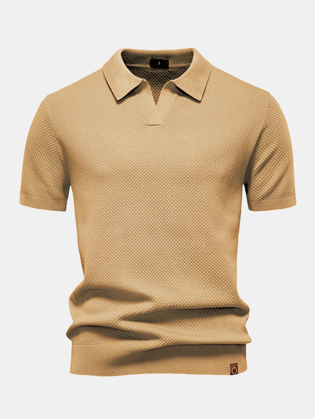 Elton® | Pineapple Texture Knit V Neck Polo