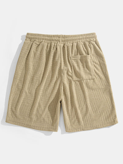 Edilberto® | Striped Towelling Texture Arc Hem T-Shirt & Shorts