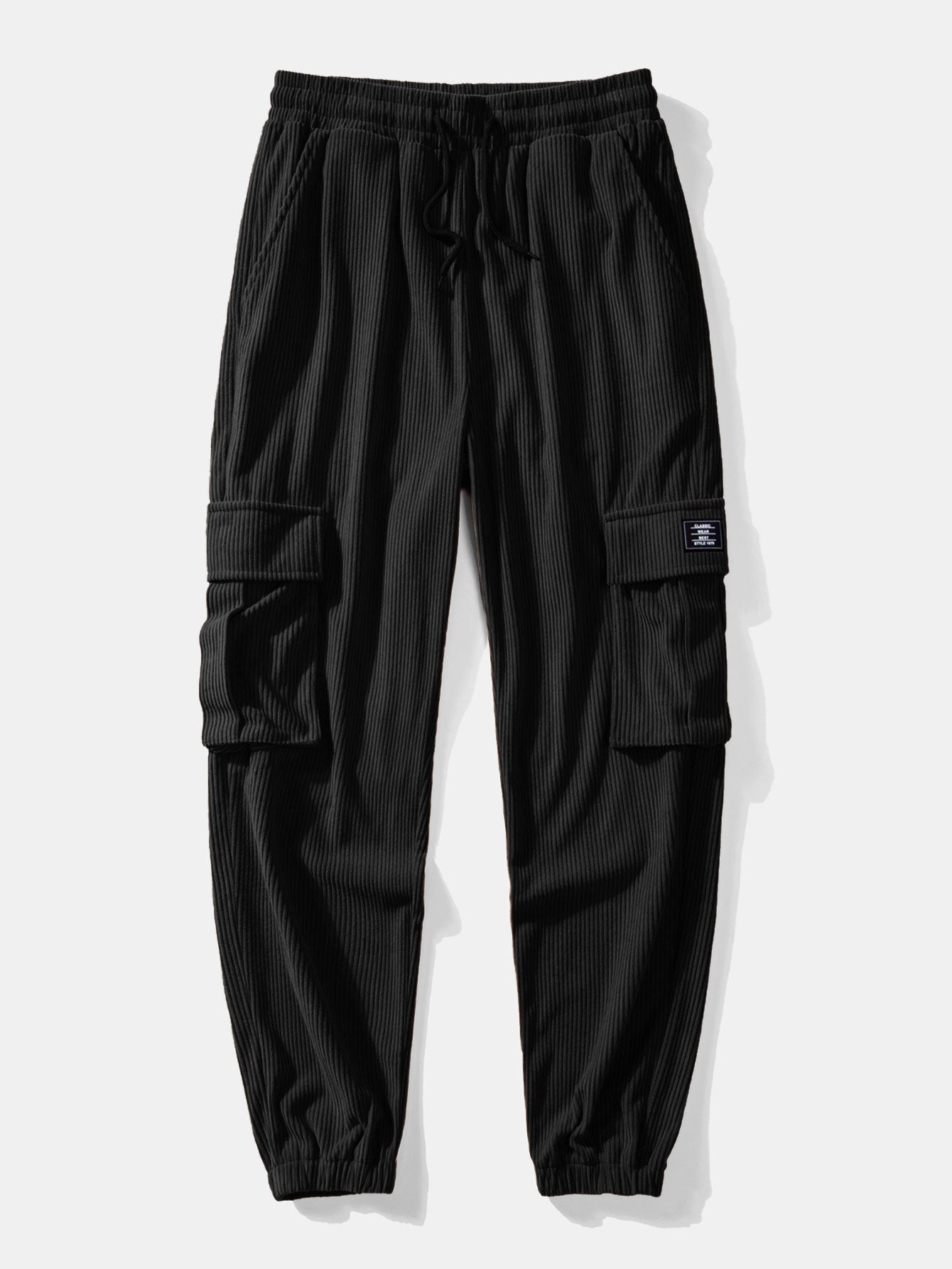 Arturo® | Waffle Button Up Shirt & Drawstring Corduroy Cargo Jogger Pants
