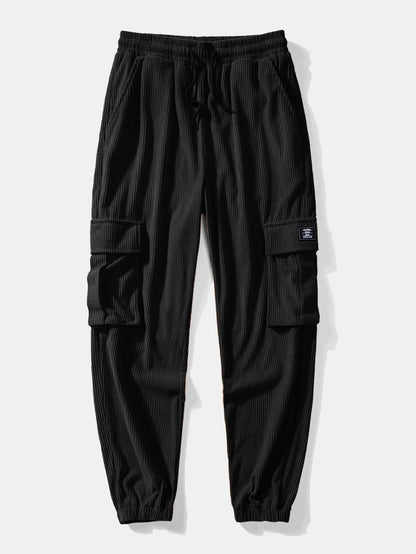 Arturo® | Waffle Button Up Shirt & Drawstring Corduroy Cargo Jogger Pants