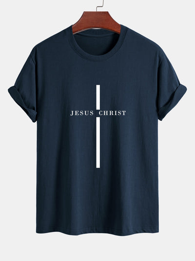Odón® | Jesus Christ Stripe Print Cotton T-Shirt