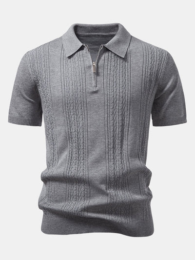 Elijah | Twist Jacquard Knitted Zipper Polo Shirt