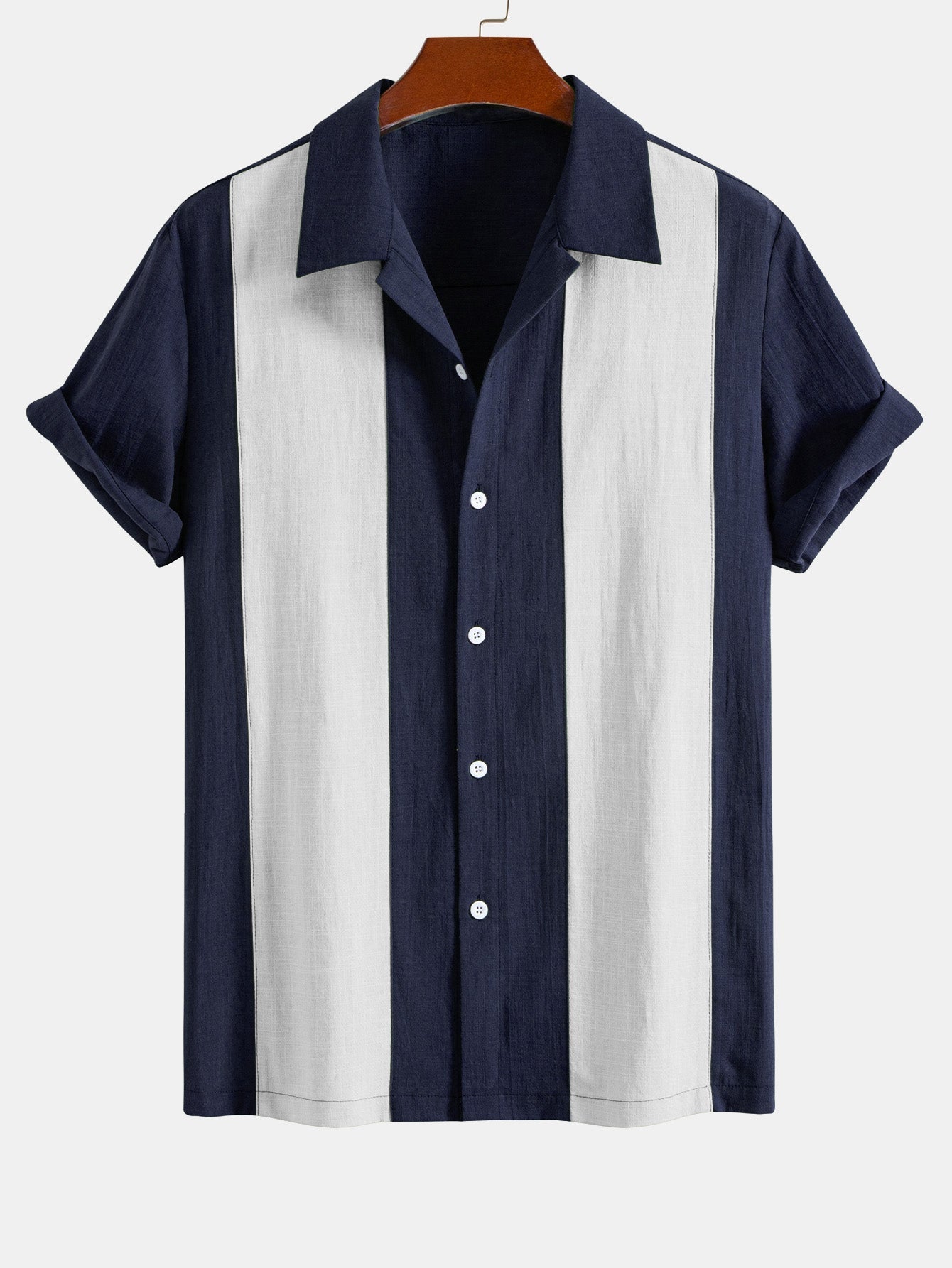 Aryeh® | Linen Look Patchwork Bowling Shirt