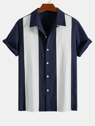 Aryeh® | Linen Look Patchwork Bowling Shirt