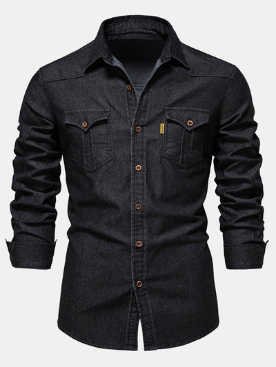 Finbar® | Washed Denim Western Shirt With Pockets