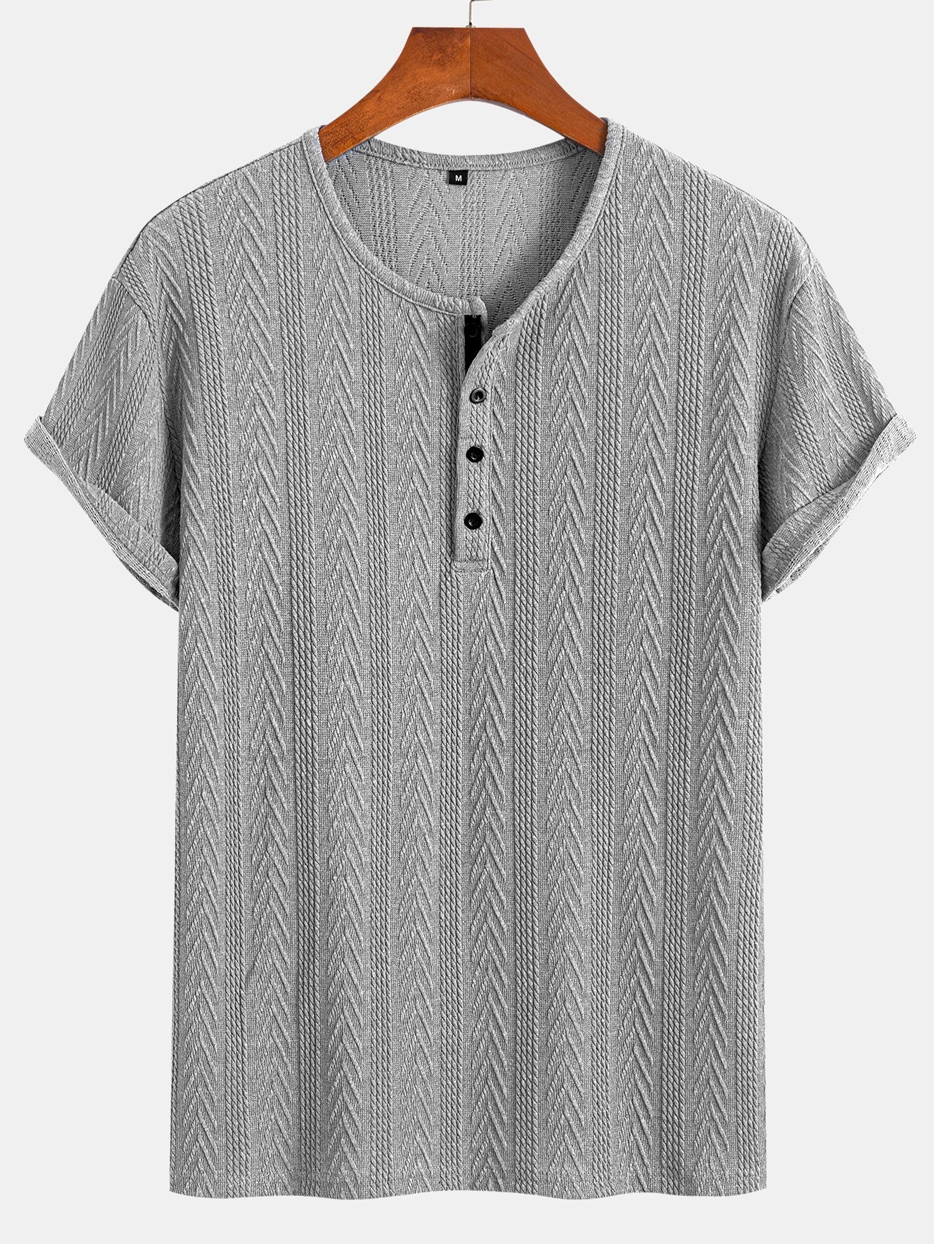 Maximiliano® | Short Sleeve Jacquard Half Open Collar T-Shirt