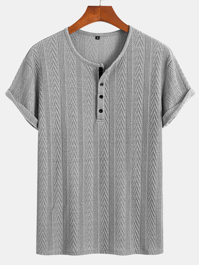 Maximiliano® | Short Sleeve Jacquard Half Open Collar T-Shirt