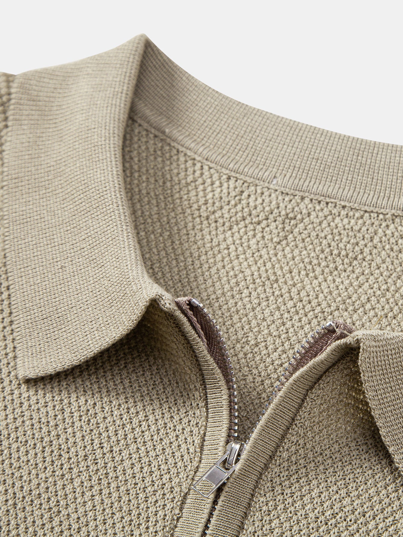 Humphrey® | Textured Zip Up Knit Polo Shirt