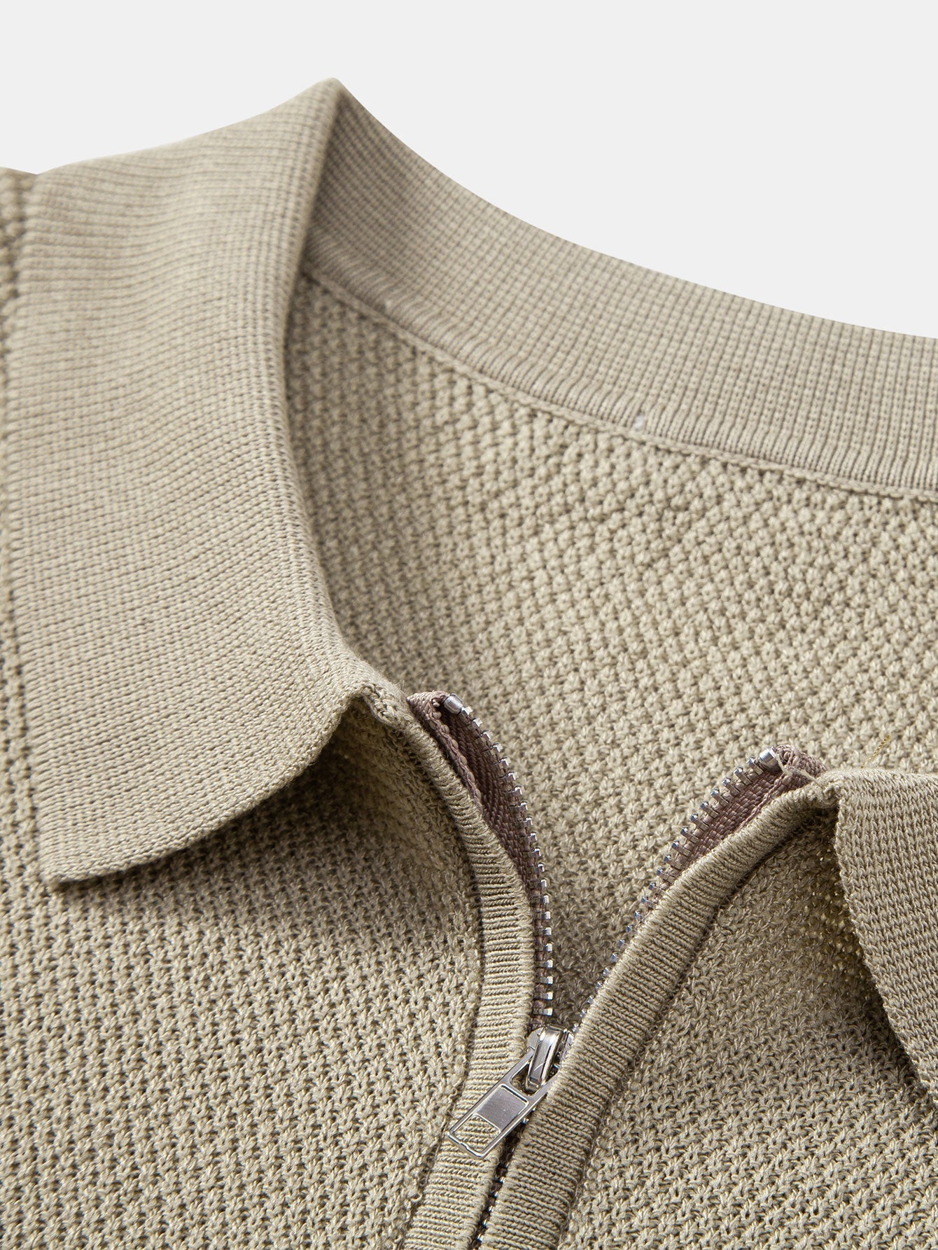 Julian | Textured Zip Up Knit Polo Shirt