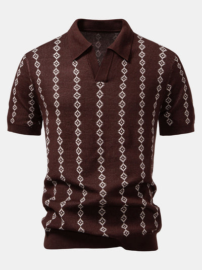 Joseph | Geometric Knit V Neck Polo Shirt
