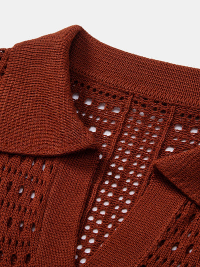 Alexander | Crochet  V Neck Polo Shirt