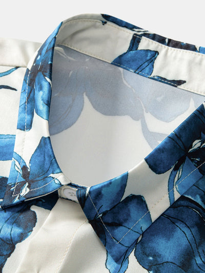 Madoc® | Ink Floral Print Button Up Shirt