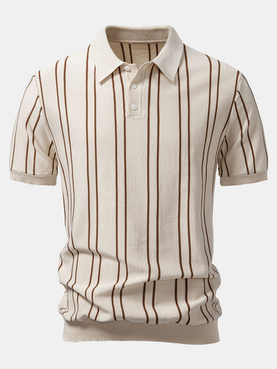 Matthew | Striped Knitted Polo Shirt