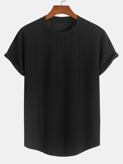 Aarón® | Twist Jacquard Arc Hem T-Shirt & Twist Jacquard Shorts