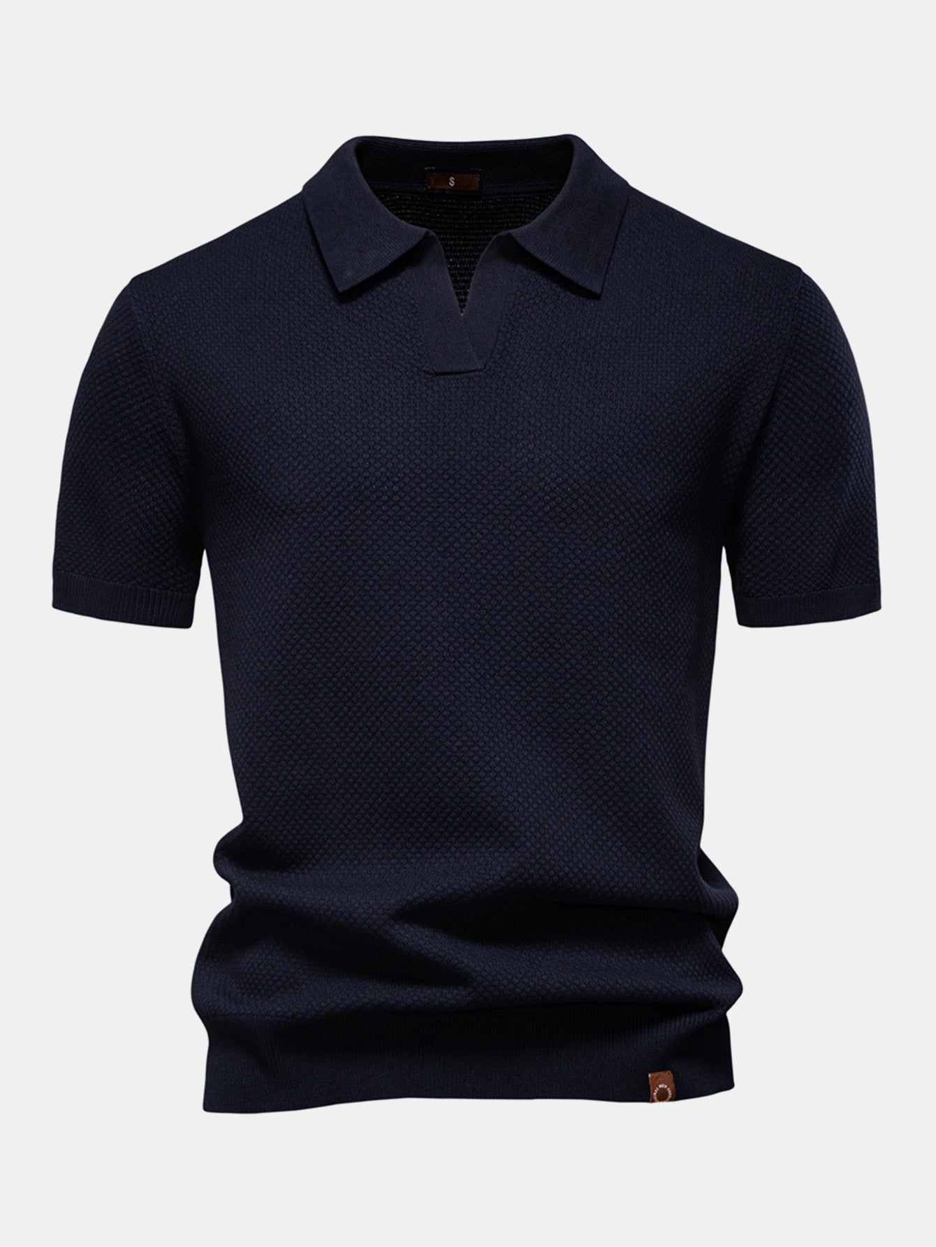 Lincoln | Pineapple Texture Knit V Neck Polo