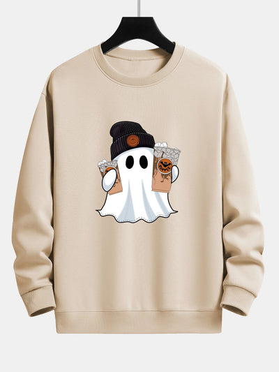 Calixto® | Halloween Ghost Coffee Print Relax Fit Sweatshirt