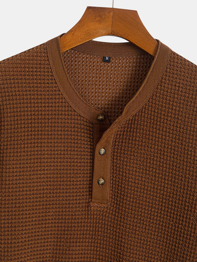 Eduardo® | Henley Neck Textured Ribbed Hem T-Shirt