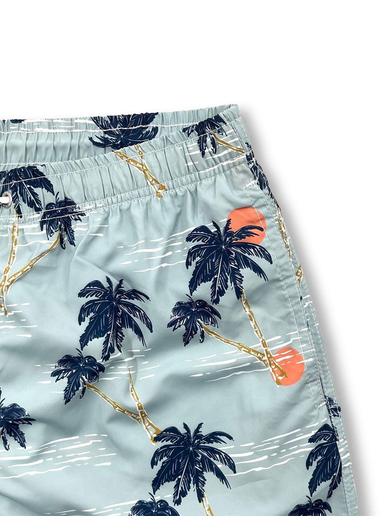 Basilio® | Linen Rayon Blend Button Up Shirt & Palm Tree Sunset Print Swim Shorts
