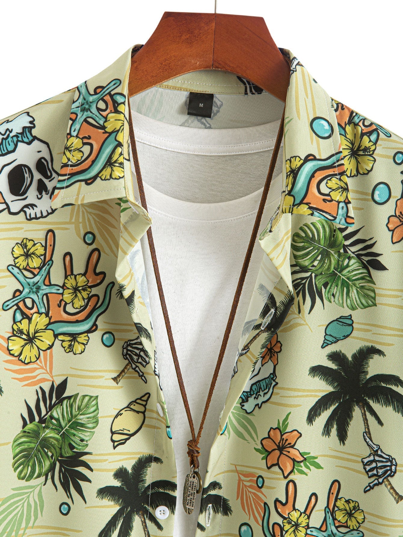 Gonzalo® | Tropical Wilderness Skull Print Button Up Shirt & Man Mid Length Drawstring Swim Shorts