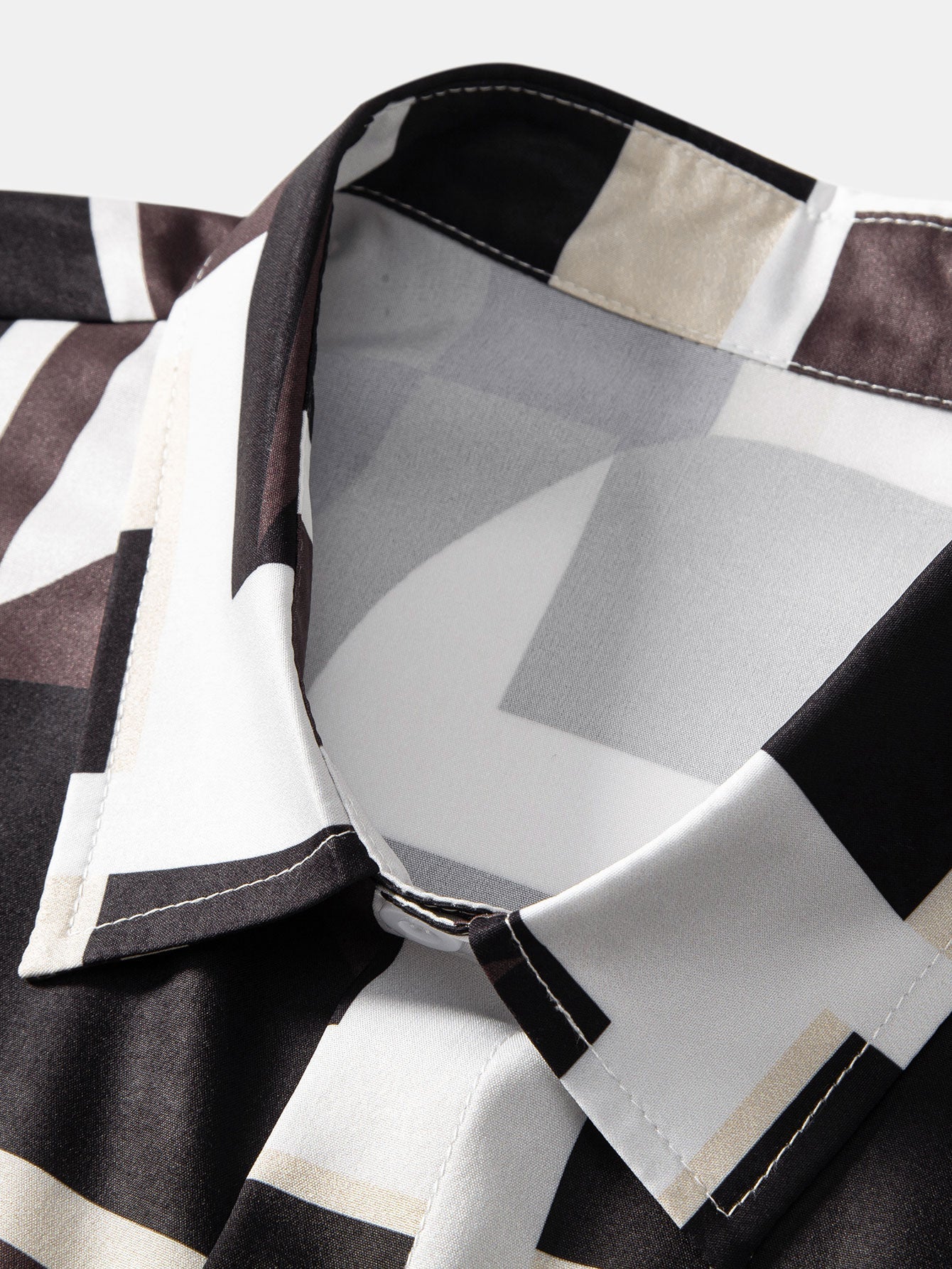 Arsenio® | Geometry Colorblock Print Button Up Shirt