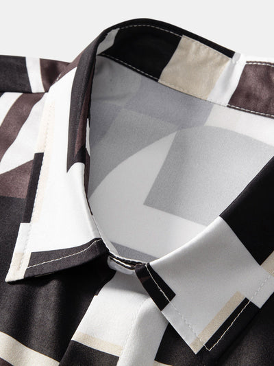 Arsenio® | Geometry Colorblock Print Button Up Shirt