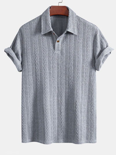 Ciro® | Short Sleeve Jacquard Polo & Straight Leg Ribbed Pants