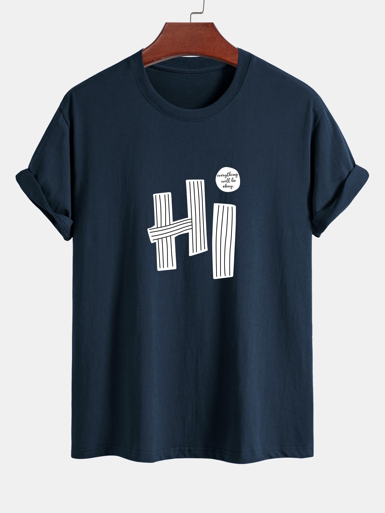 Mercurio® | Hi Slogan Lines Print Cotton T-Shirt