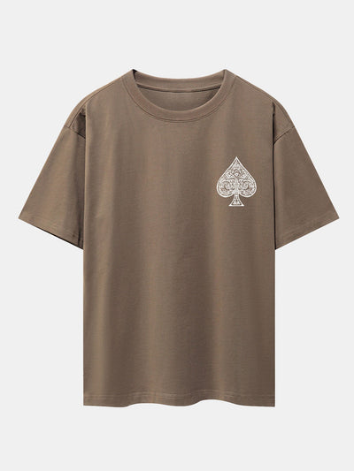 Ahab® | Ace Of Spades Print Drop Shoulder Oversize T-Shirt