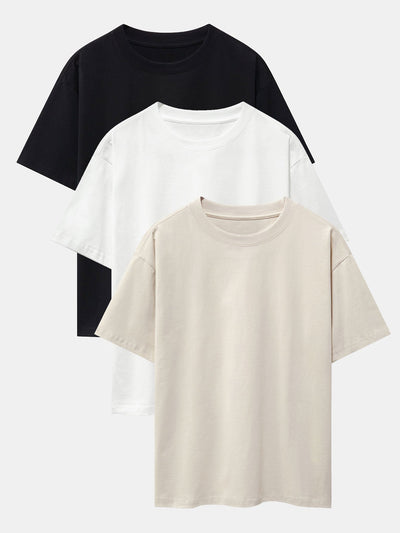 Brendan® | 3 Pieces Basic Heavy Weight Drop Shoulder Oversize T-Shirts