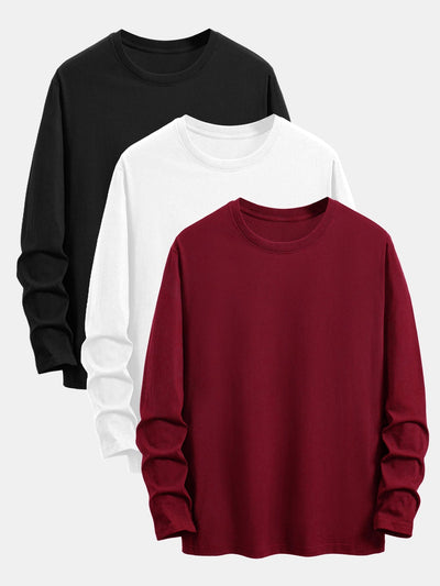 Addison® | 3 Pieces Basic Long Sleeve Cotton T-Shirts