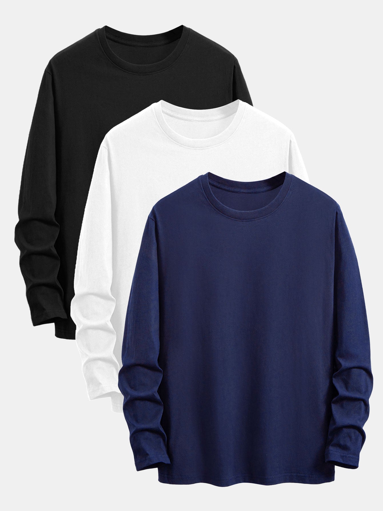 Addison® | 3 Pieces Basic Long Sleeve Cotton T-Shirts