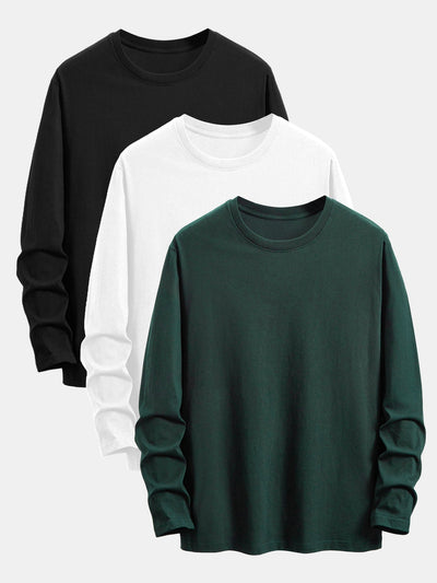 Addison® | 3 Pieces Basic Long Sleeve Cotton T-Shirts