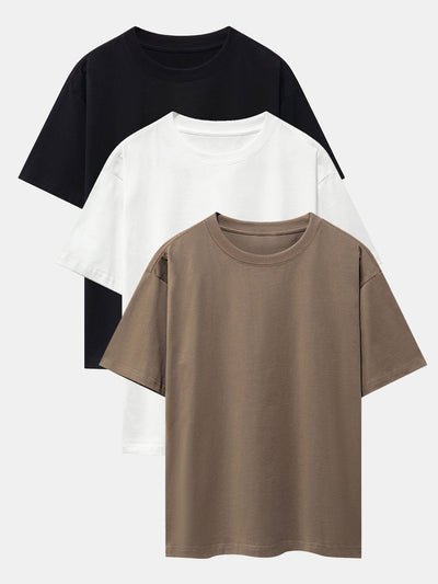 Adalwolf® | 3 Pieces Basic Heavy Weight Drop Shoulder Oversize T-Shirts