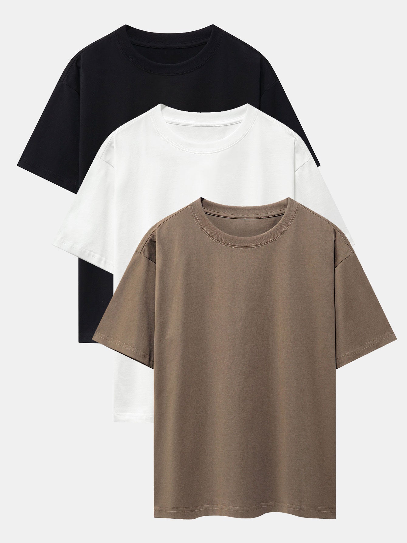 Brendan® | 3 Pieces Basic Heavy Weight Drop Shoulder Oversize T-Shirts