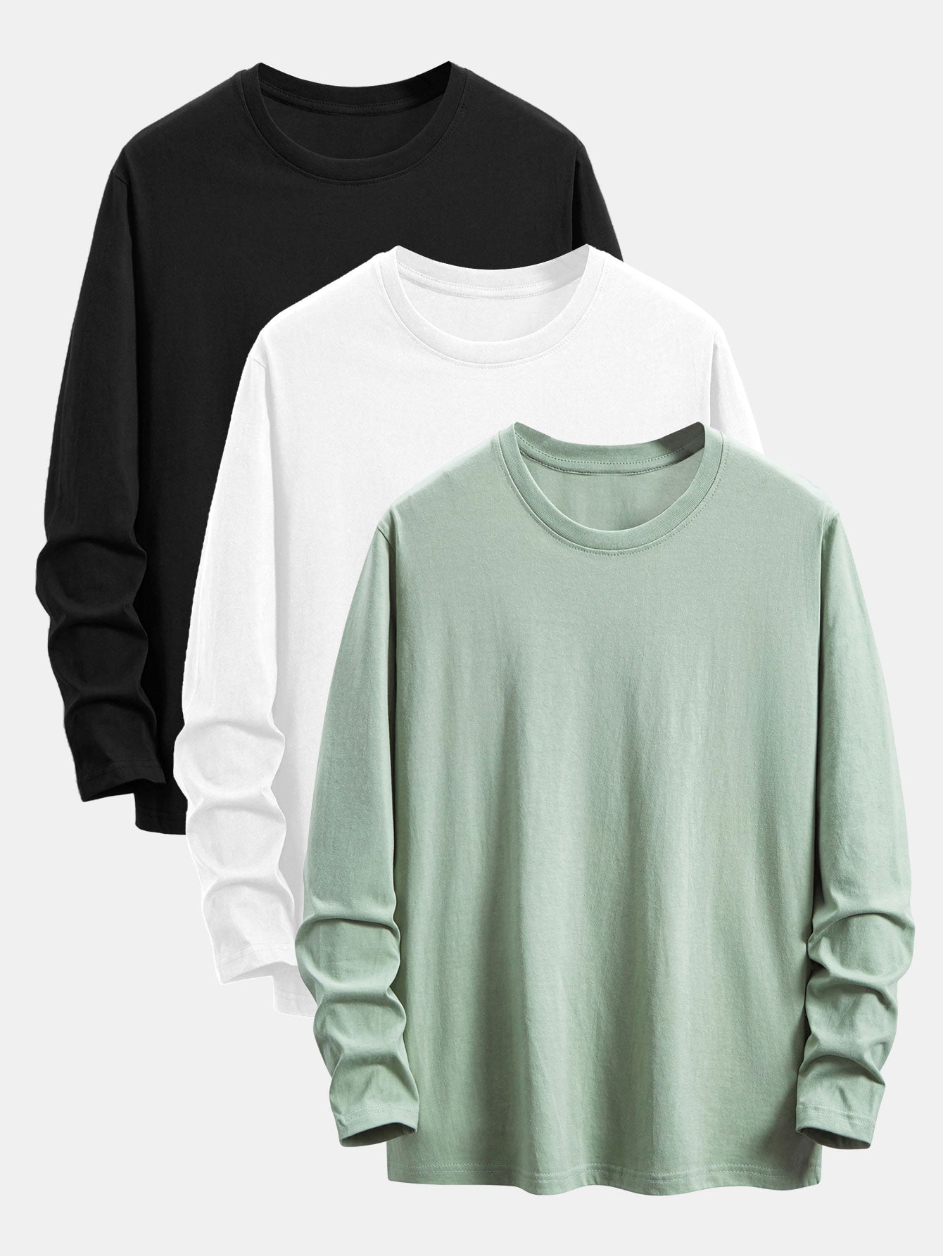 Addison® | 3 Pieces Basic Long Sleeve Cotton T-Shirts