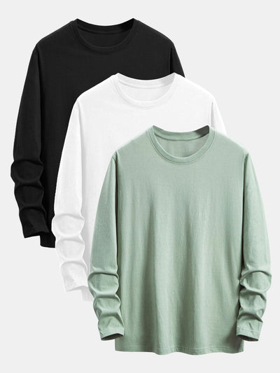 Addison® | 3 Pieces Basic Long Sleeve Cotton T-Shirts
