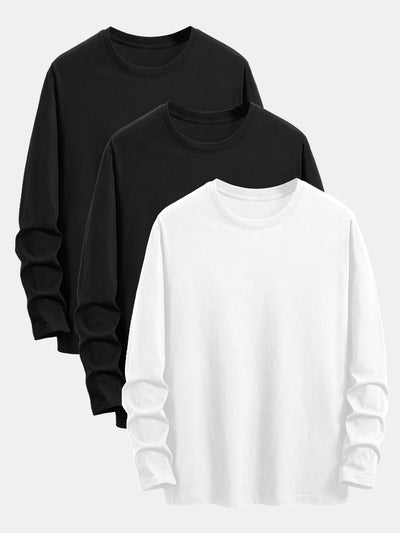 Addison® | 3 Pieces Basic Long Sleeve Cotton T-Shirts