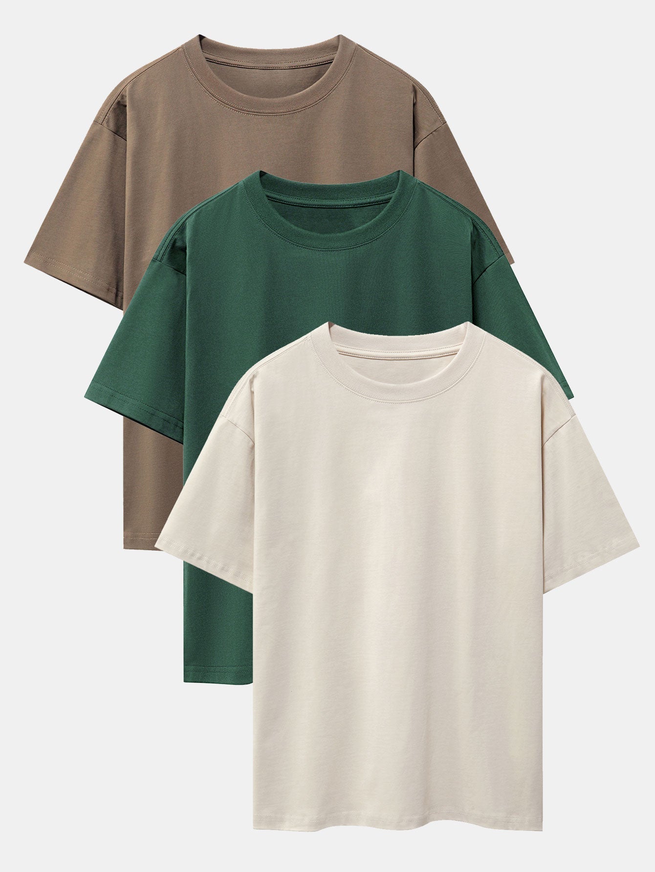 Adalwolf® | 3 Pieces Basic Heavy Weight Drop Shoulder Oversize T-Shirts