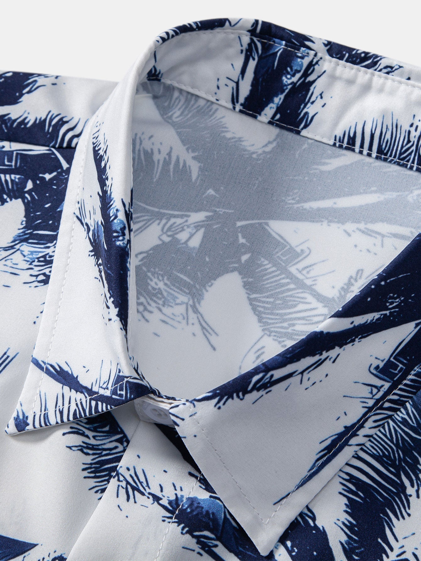 Evaristo® | Palm Tree Print Button Up Shirt & Man Mid Length Drawstring Swim Shorts