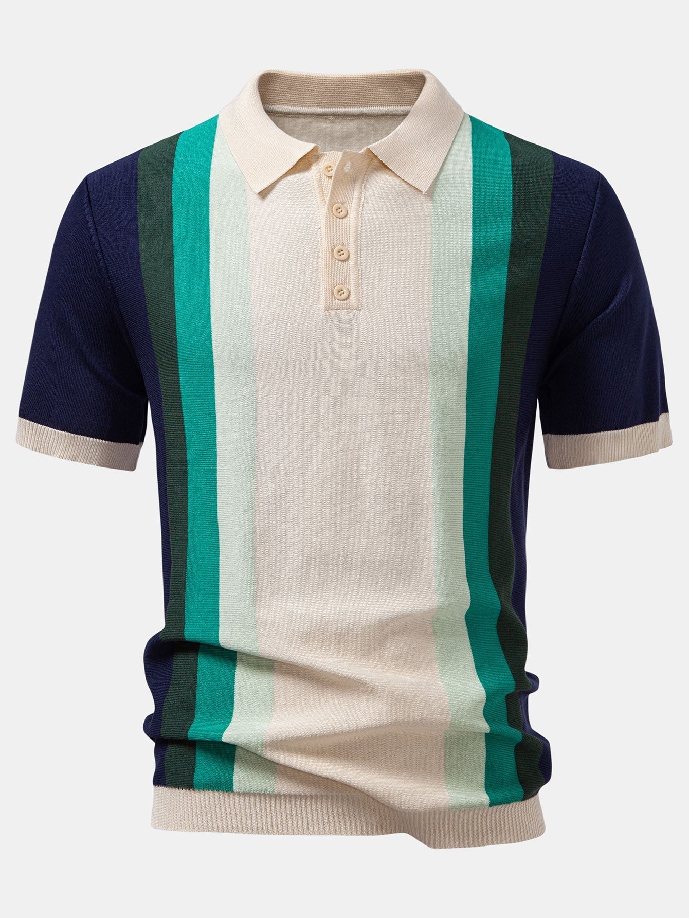 Michael | Striped Knitted Polo Shirt