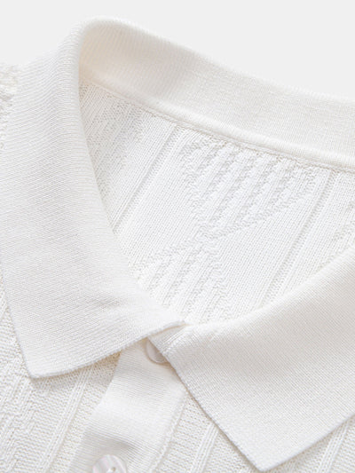 Gabriel | Geometric Jacquard Knitted Polo Shirt