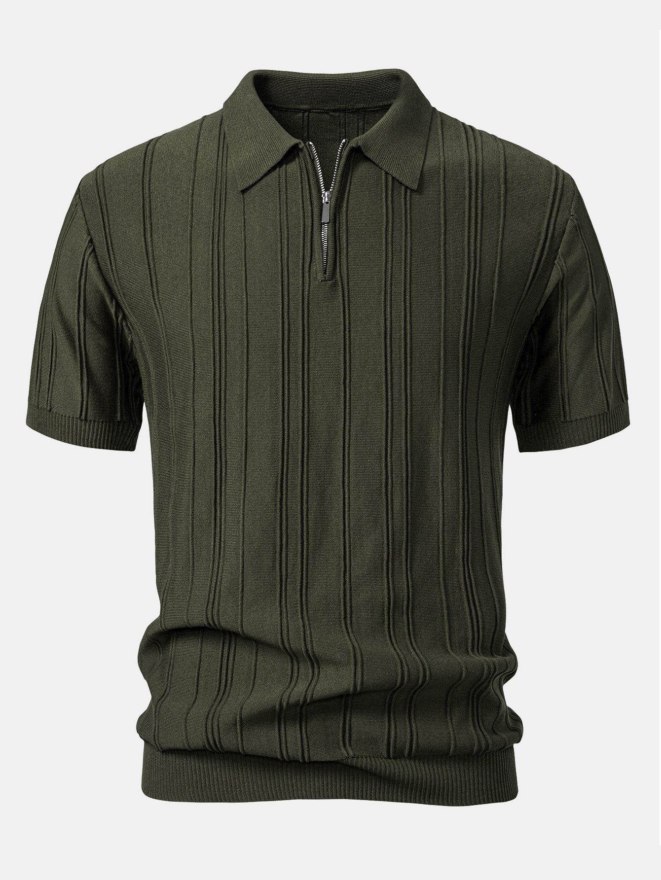 Hunter | Stripe Jacquard Zipper Knit Polo Shirt