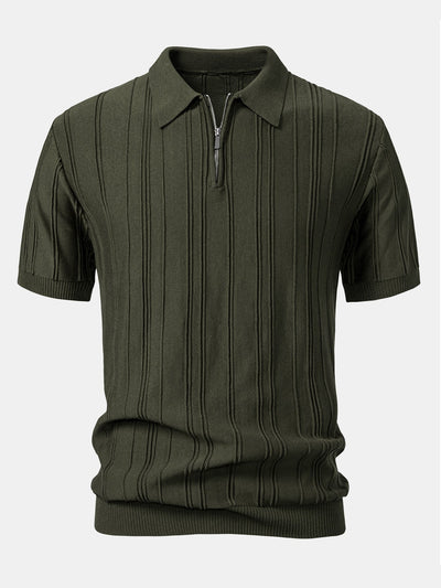 Hunter | Stripe Jacquard Zipper Knit Polo Shirt